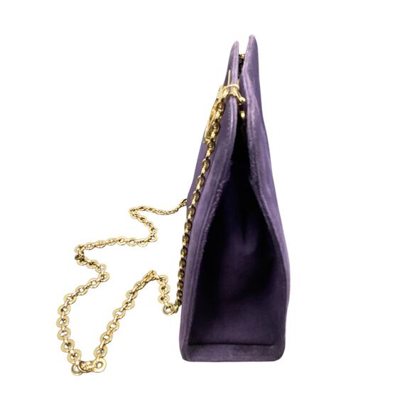 Ferragamo Purse Women’s 1Size SuedeLeather Crossbody GoldChain Purple Beautiful! - Picture 5 of 11